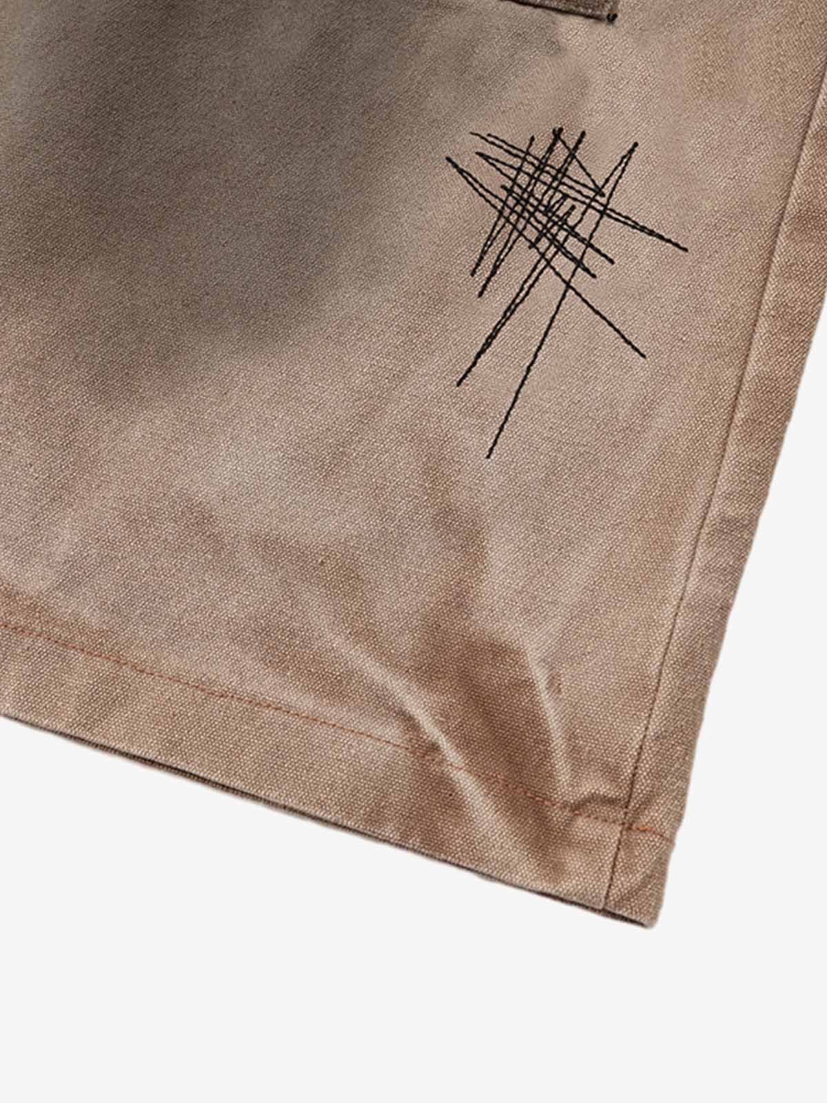Scratched Patchwork Distressed Embroidered Work Jeans