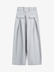 Pleated Button-Down Scimitar Jeans
