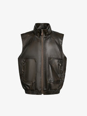 Vintage PU Leather Stand Collar Moto Workwear Vest