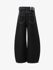 Vintage Contrast Stitch Button-Up Scimitar Jeans
