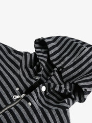 Detachable Fur Collar Striped Hooded Sweatshirt