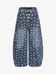Vintage Star Embroidered Barrel Jeans