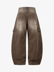Vintage Washed Workwear Barrel Jeans