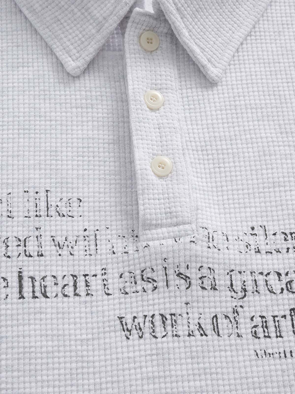 Jersey Waffle Faux Two-Piece Lapel Collar Striped Sweatshirt