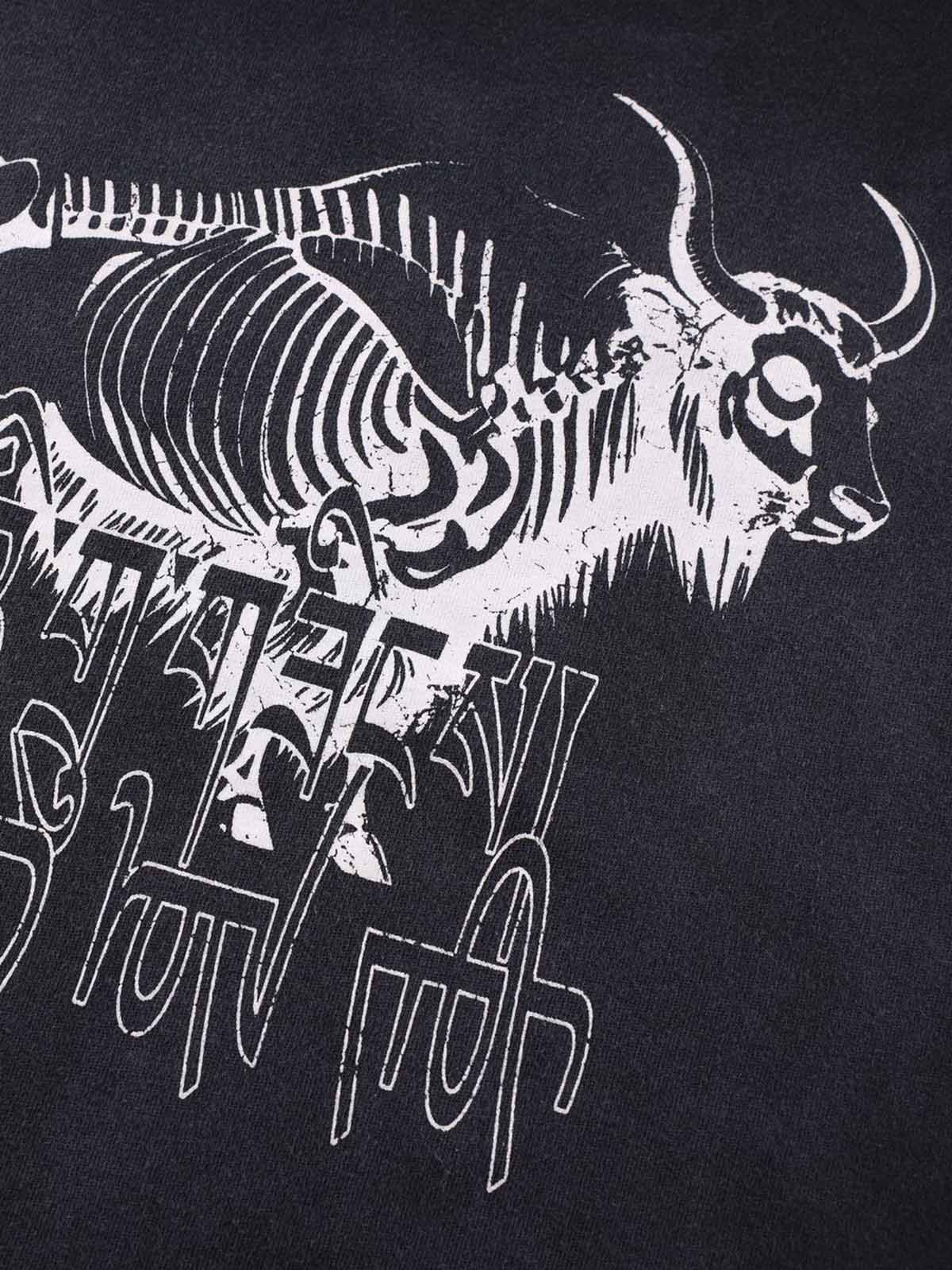 Vintage Washed Goat Print Long Sleeves T-Shirt