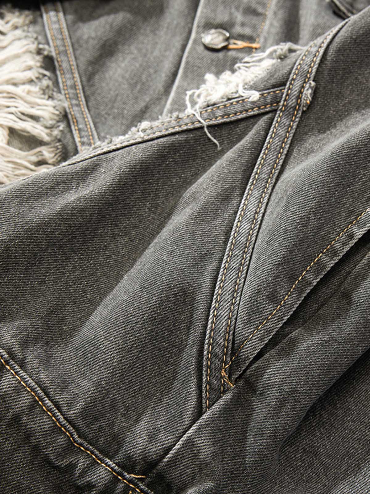 Retro Washed Distressed Denim Jacket