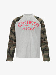 Camouflage Stitching Raglan Long Sleeve T-Shirt