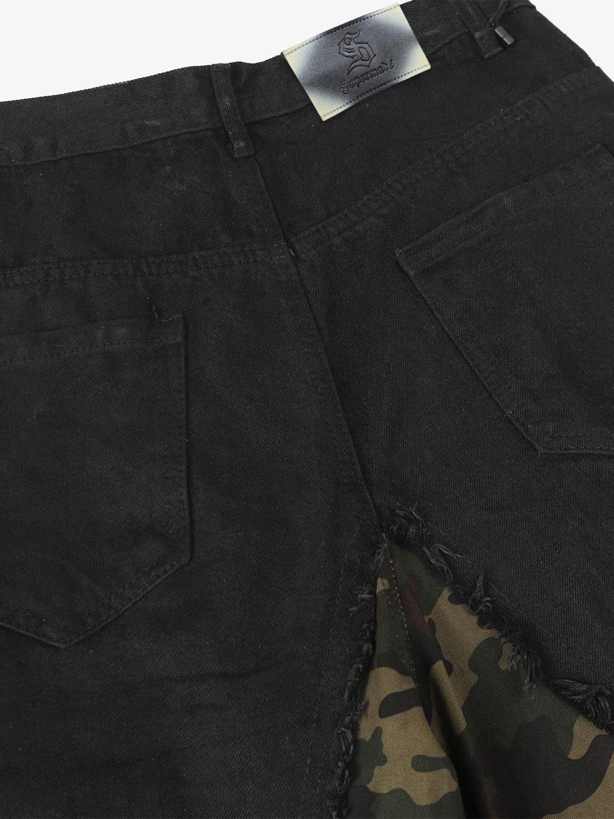Retro Camouflage Faux Two-Piece Detachable Patchwork Pants