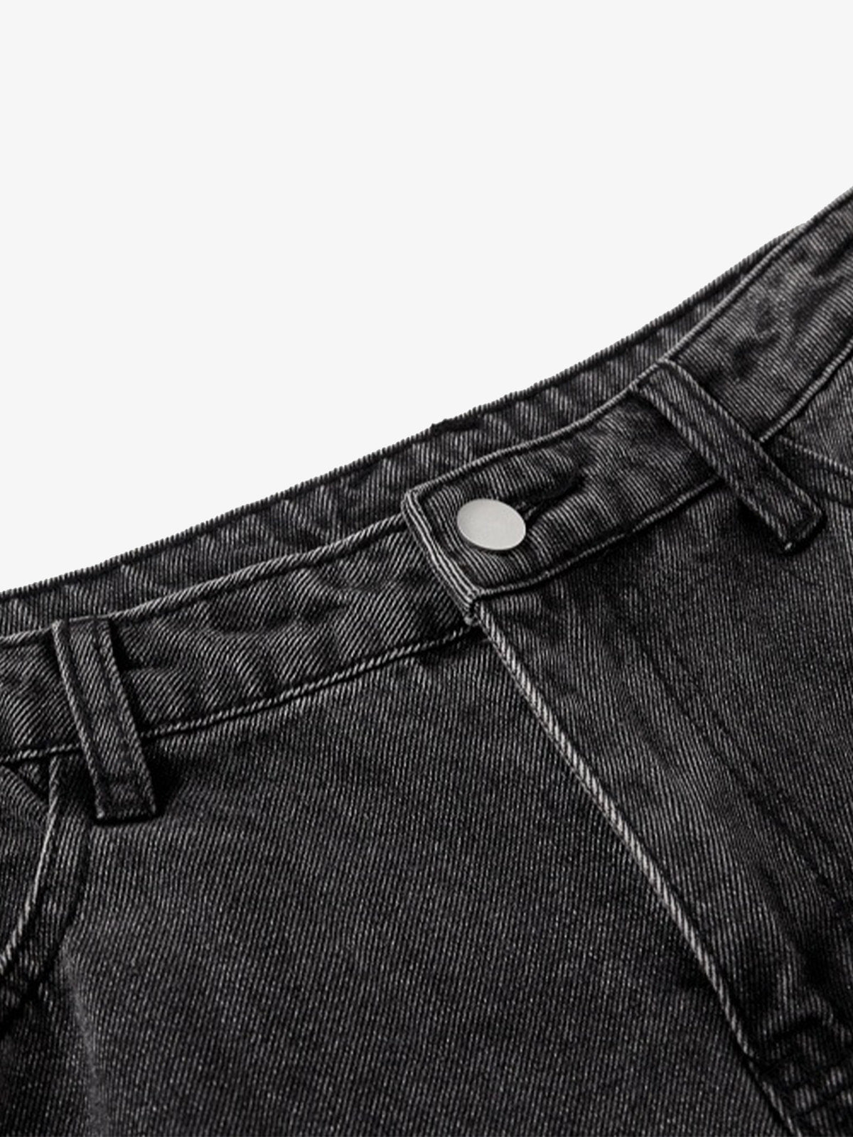 Vintage Washed Distressed Lace-up Cargo Flare Jeans