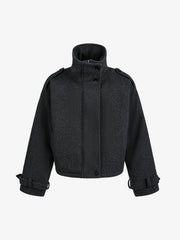 Retro Wool Blend Stand Collar Cotton Jacket