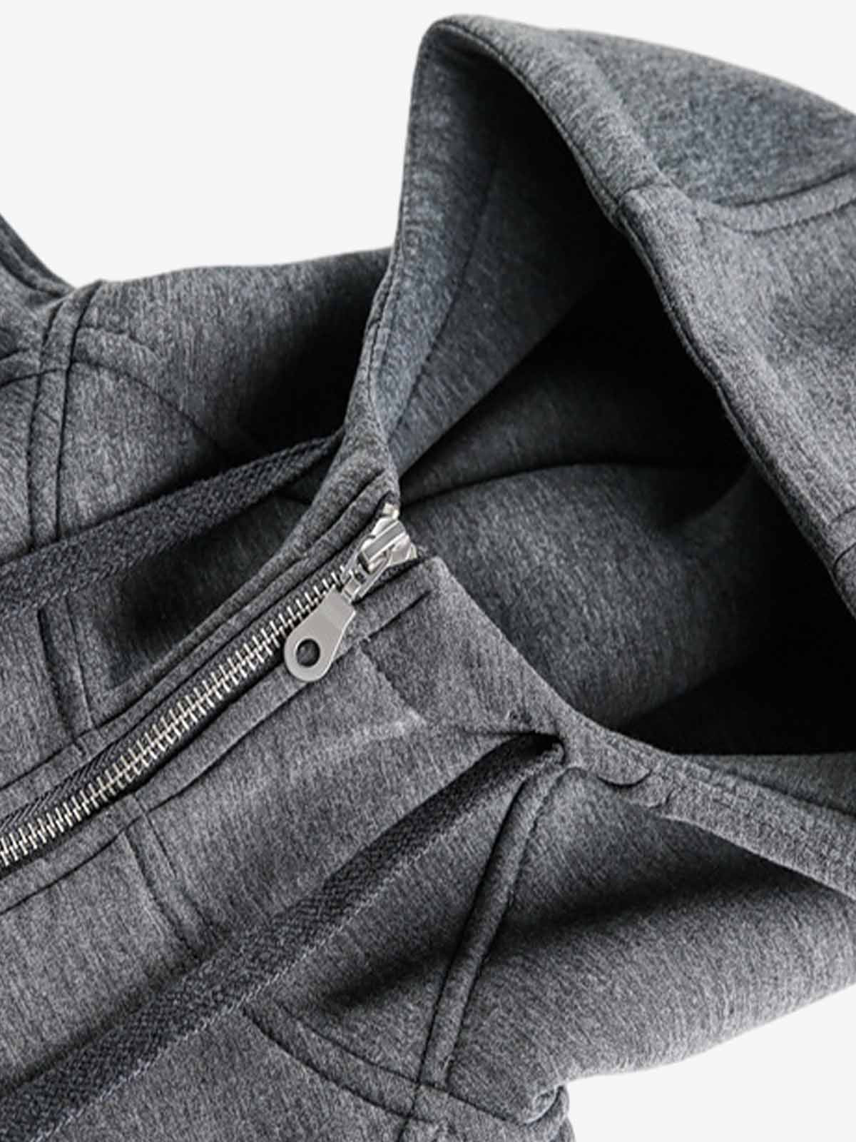 Deconstructed Split Drawstring Hooded Sweatshirt
