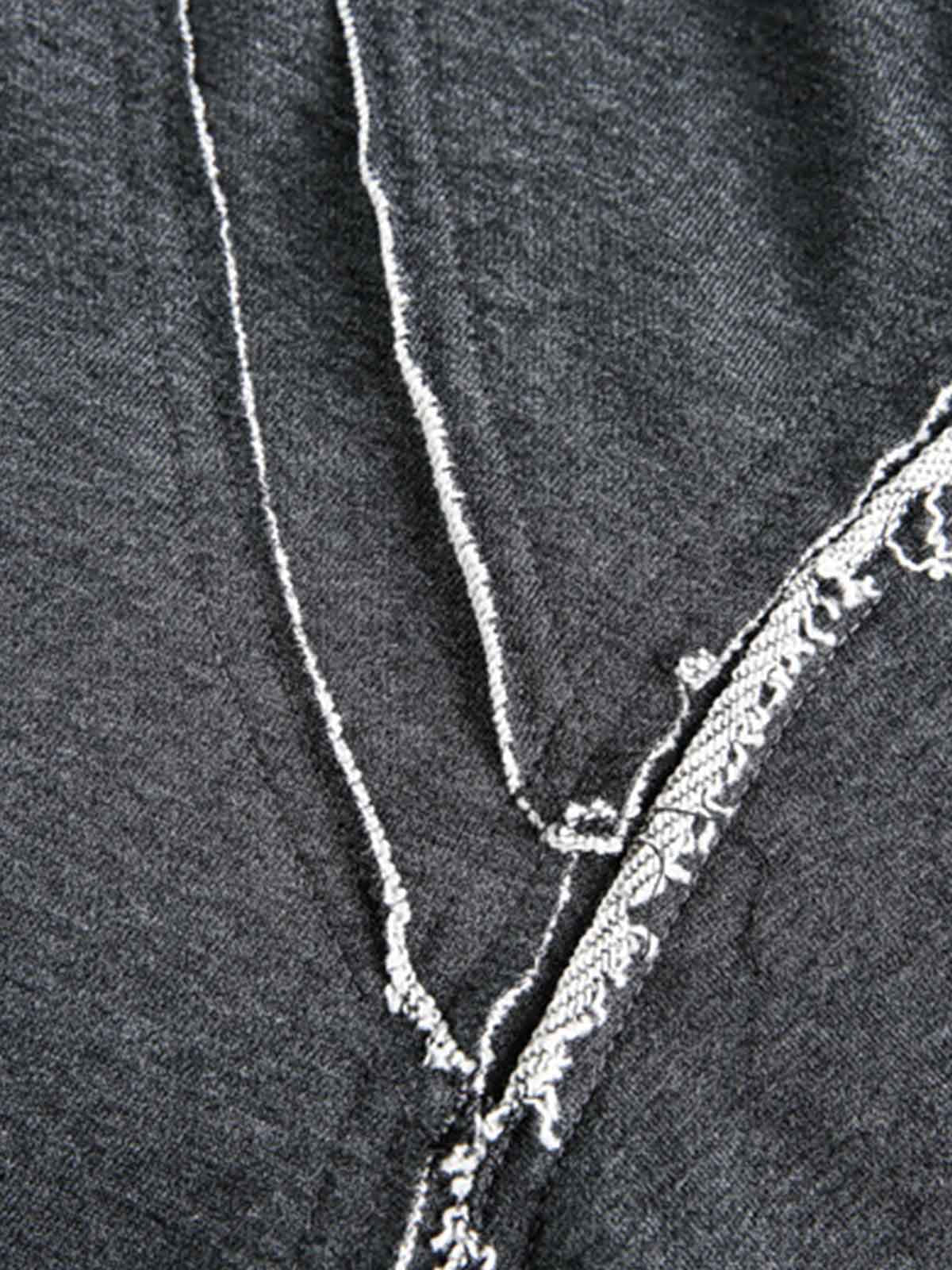 Destroyed Threaded Frayed Hooded Sweatshirt