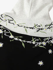 Daisy Embroidery Floral Pattern Heavyweight Hoodie