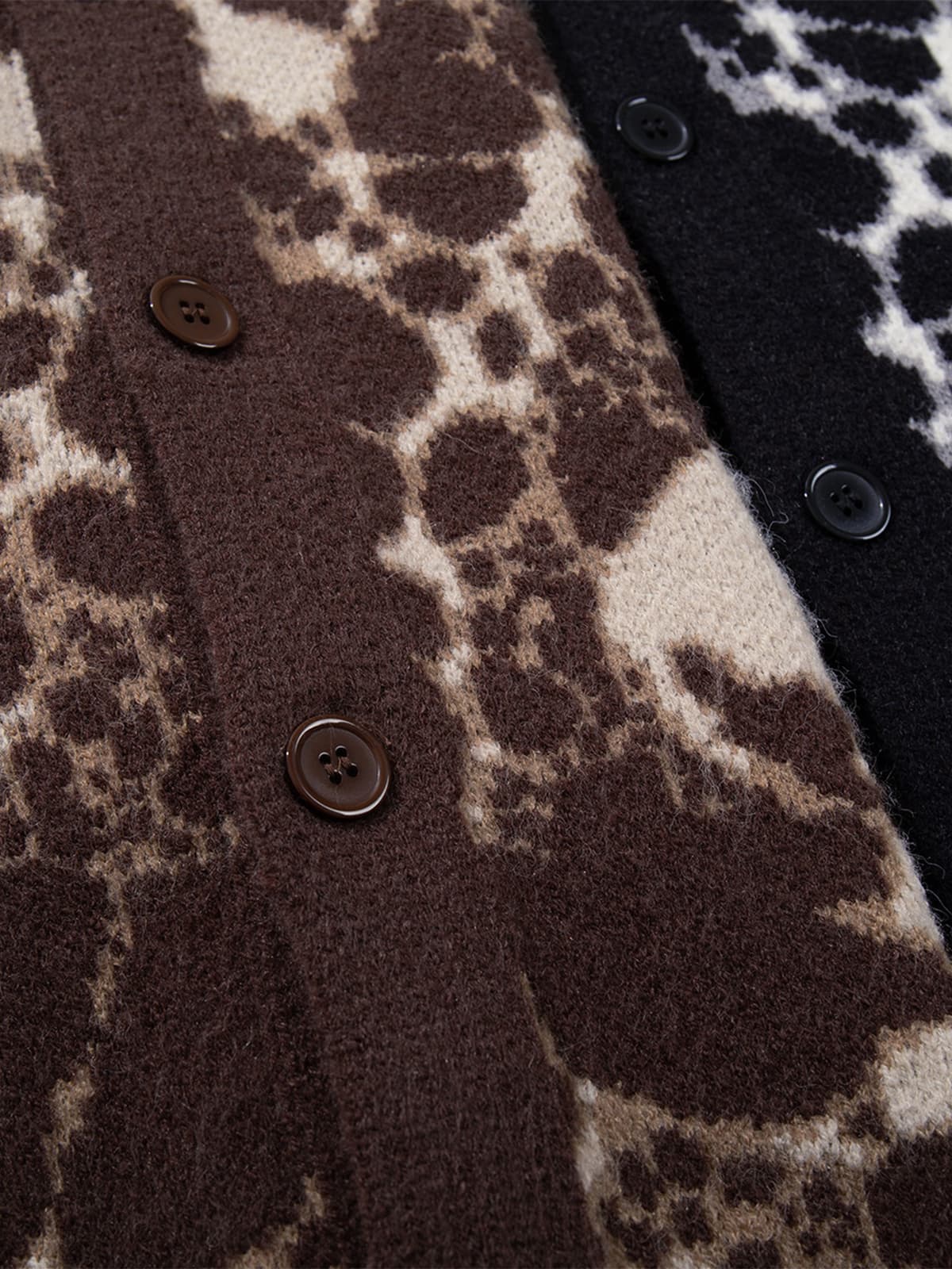 Vintage Skull Leopard Jacquard Knitted Cardigan