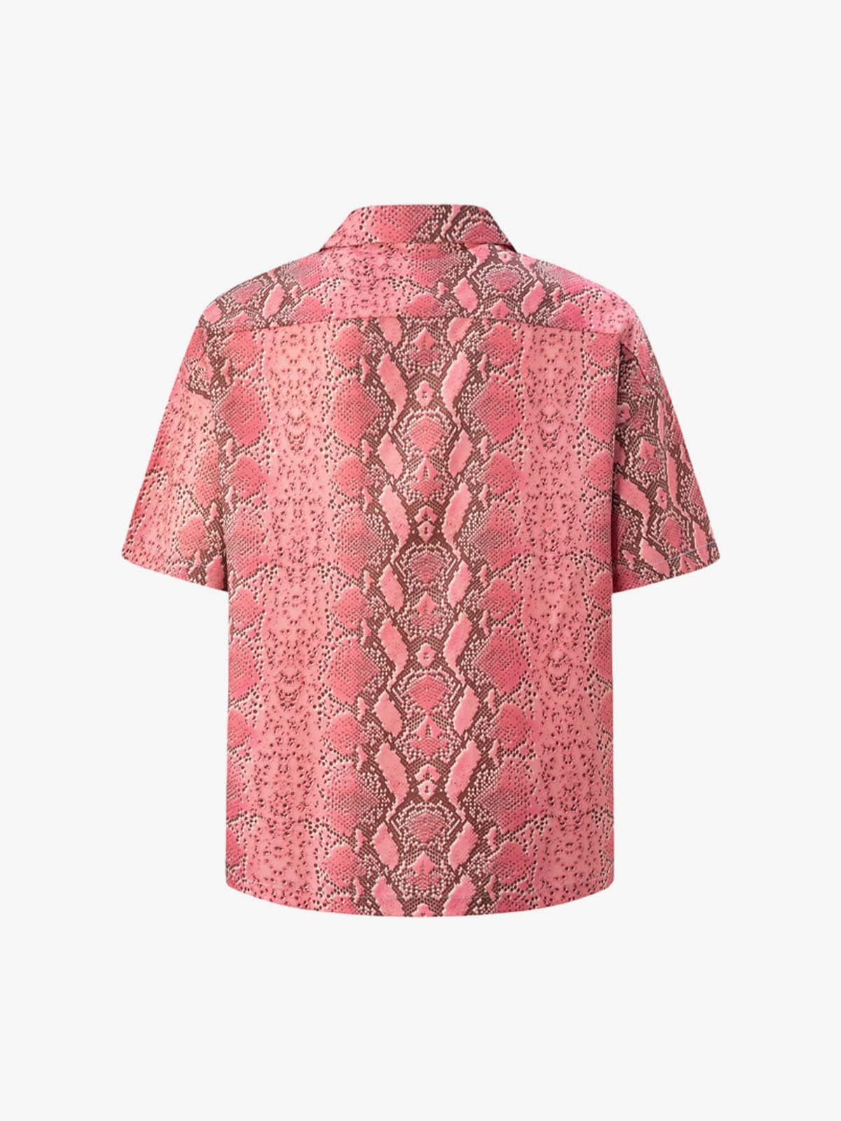 Street Snake Print Short-Sleeved Floral Shirt