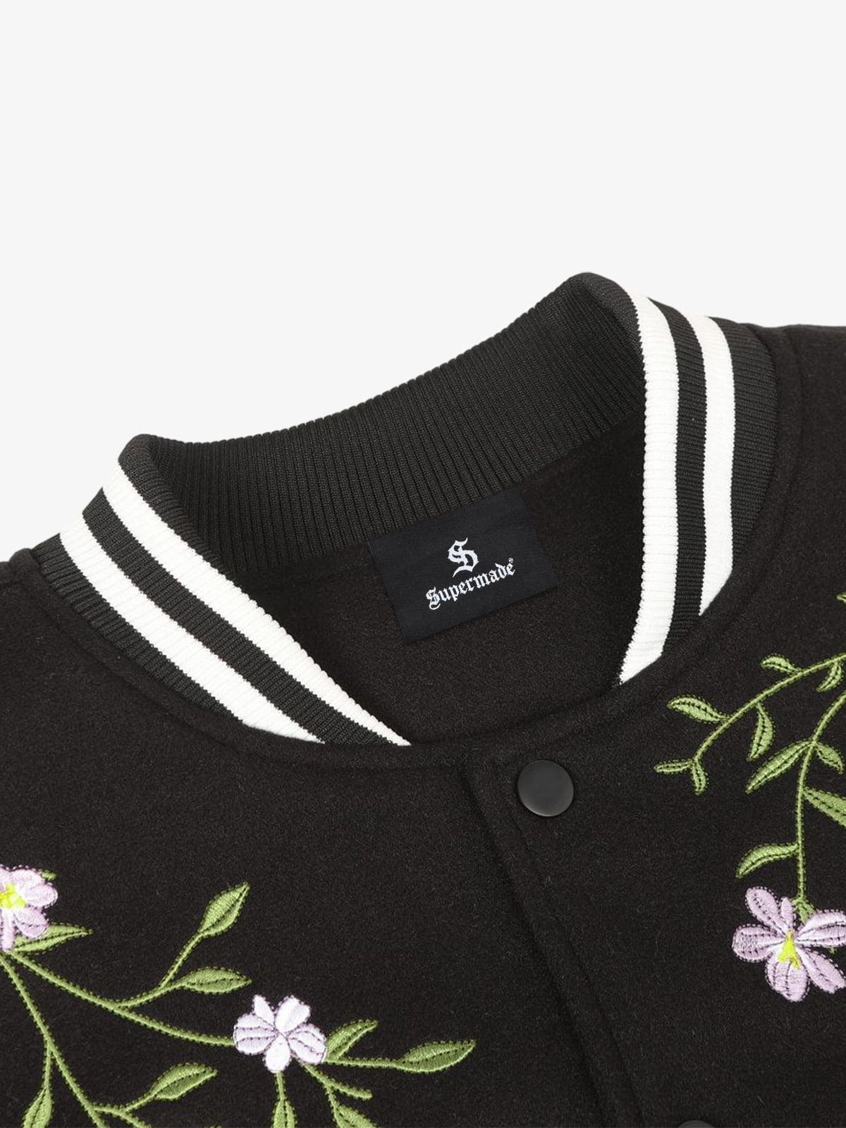 Retro Floral Embroidery Baseball Jacket