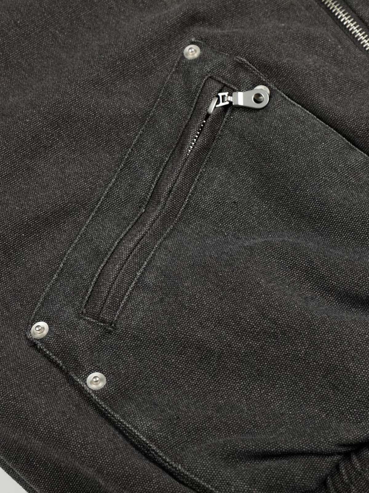 Pocket Zip Up Fur Collar Work Quilted Jacket