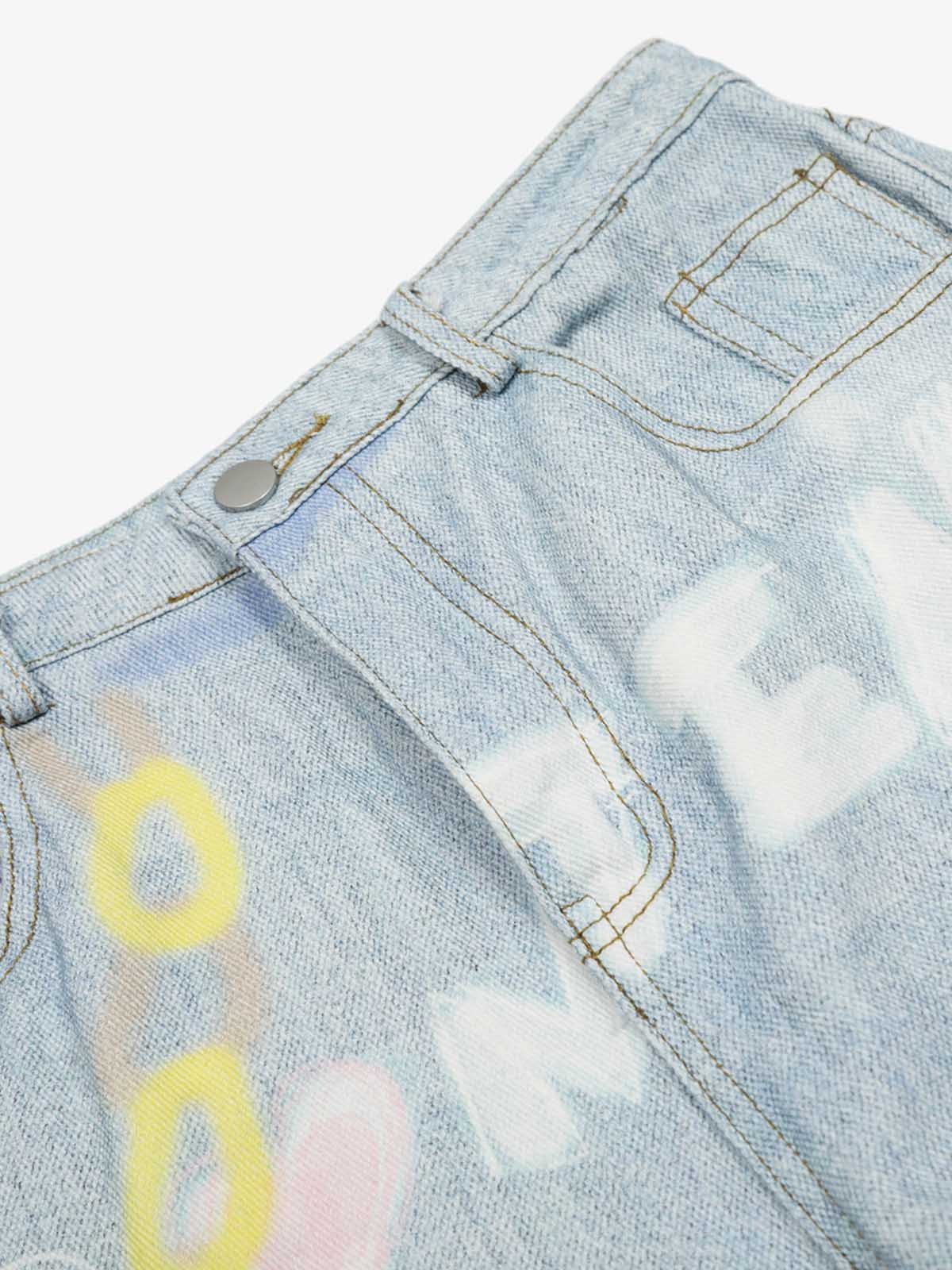 Retro Spray Graffiti Fun Straight Jeans