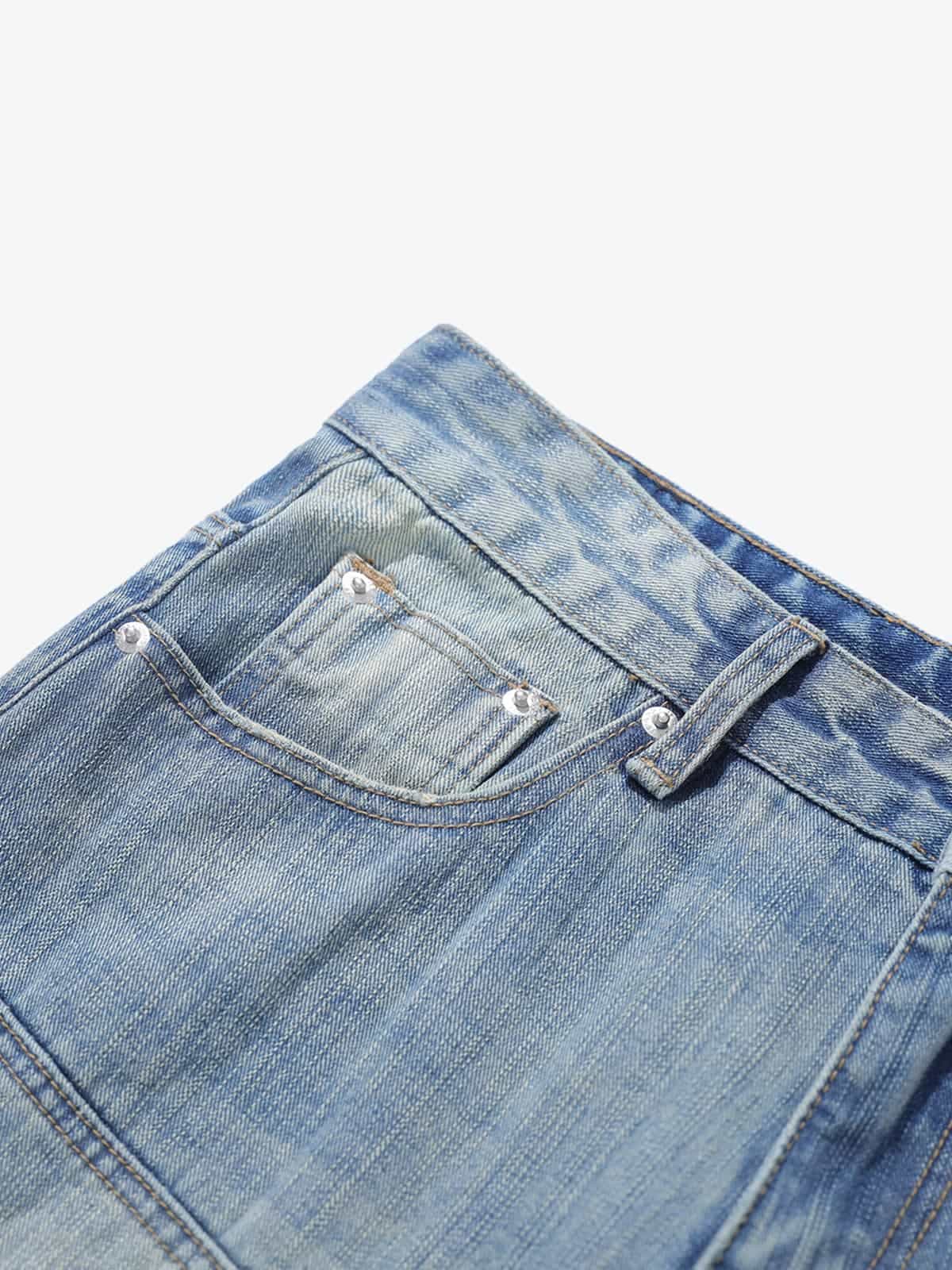 Vintage Washed Distressed Patchwork Deconstructed Baggy Jeans