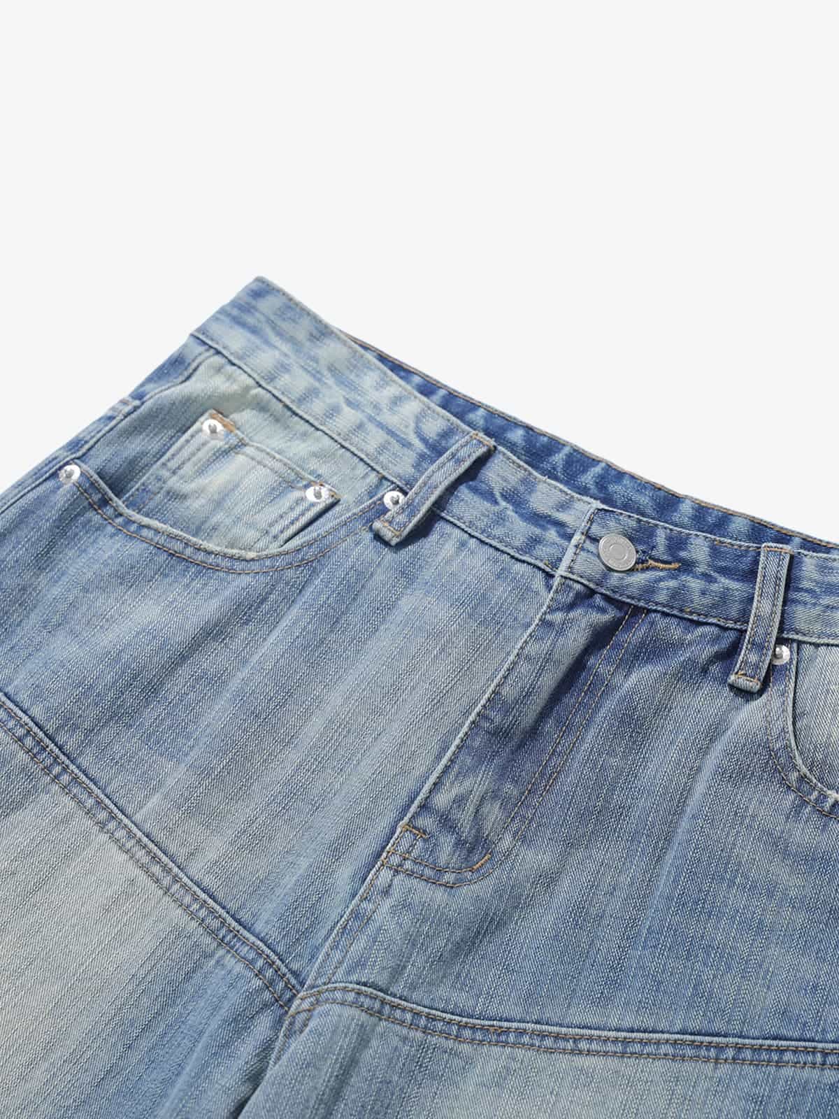 Vintage Washed Distressed Patchwork Deconstructed Baggy Jeans