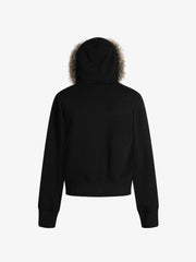 Retro Gradient Letter Print Splicing Cardigan Fur Collar Zip Up Hoodie