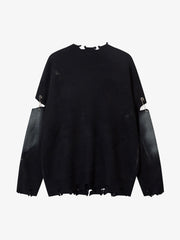 Vintage Spray-Painted Cross Hole Knit Sweater