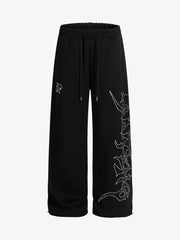High Street Rhinestone Hip-hop Wide-leg Sweatpants