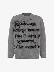 Retro Letter Jacquard Mink Sweater