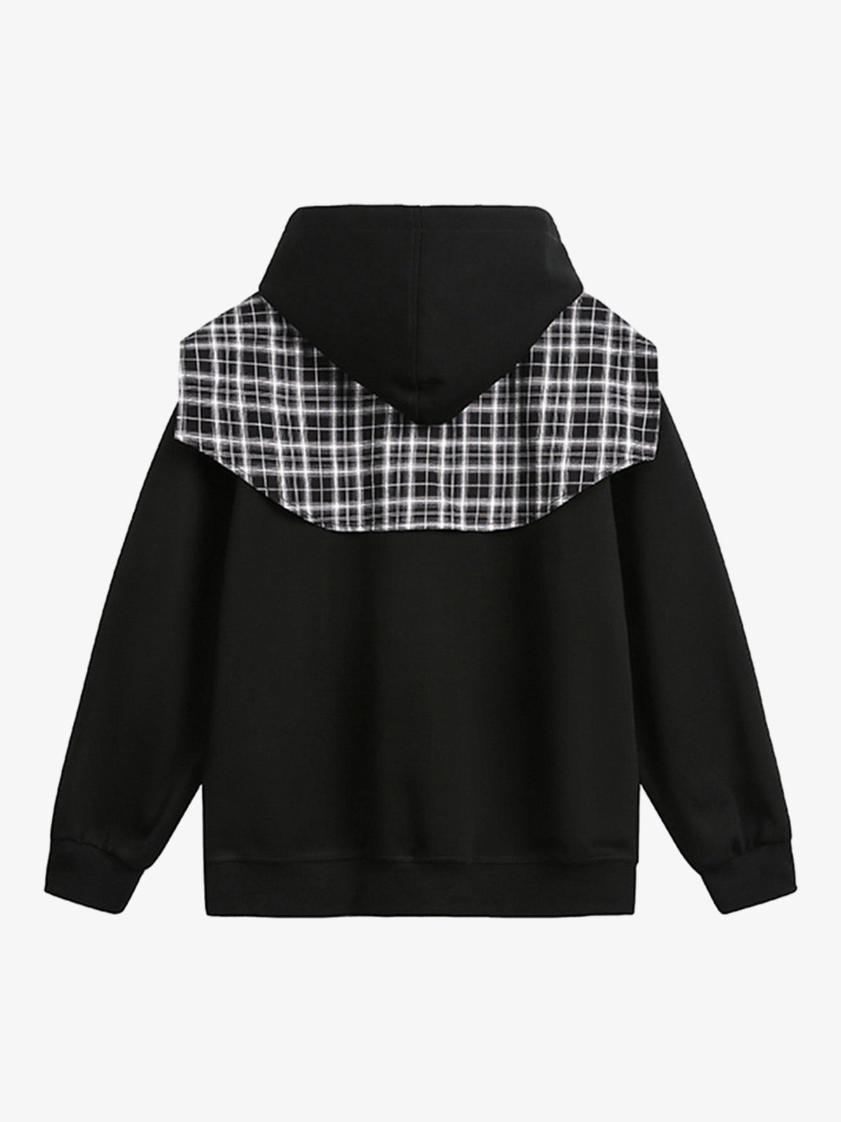 Fake Two-Piece Plaid Shirt Scarf Design Hoodie