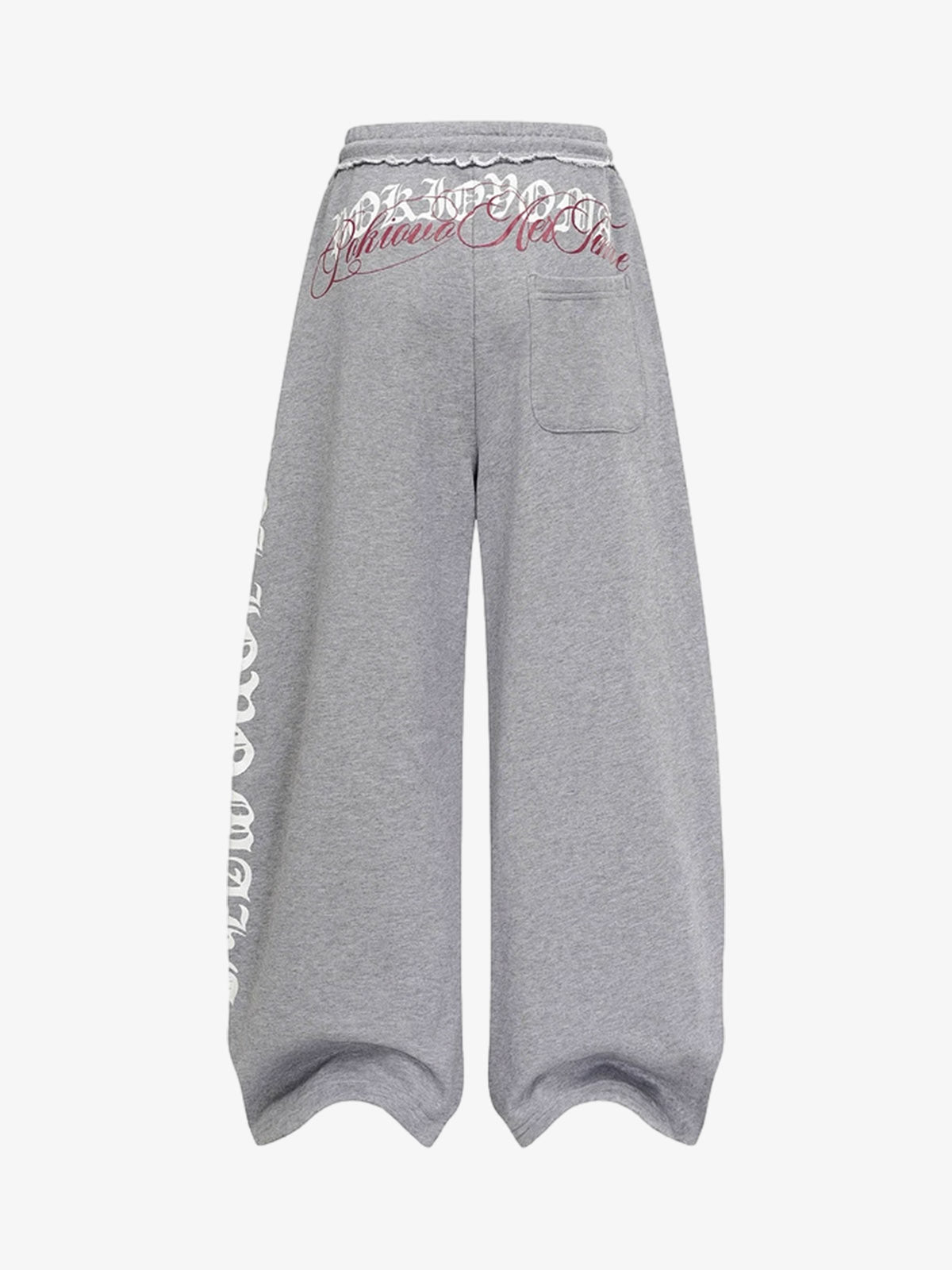 Retro Letter Print Drawstring Straight-Leg Wide Pants