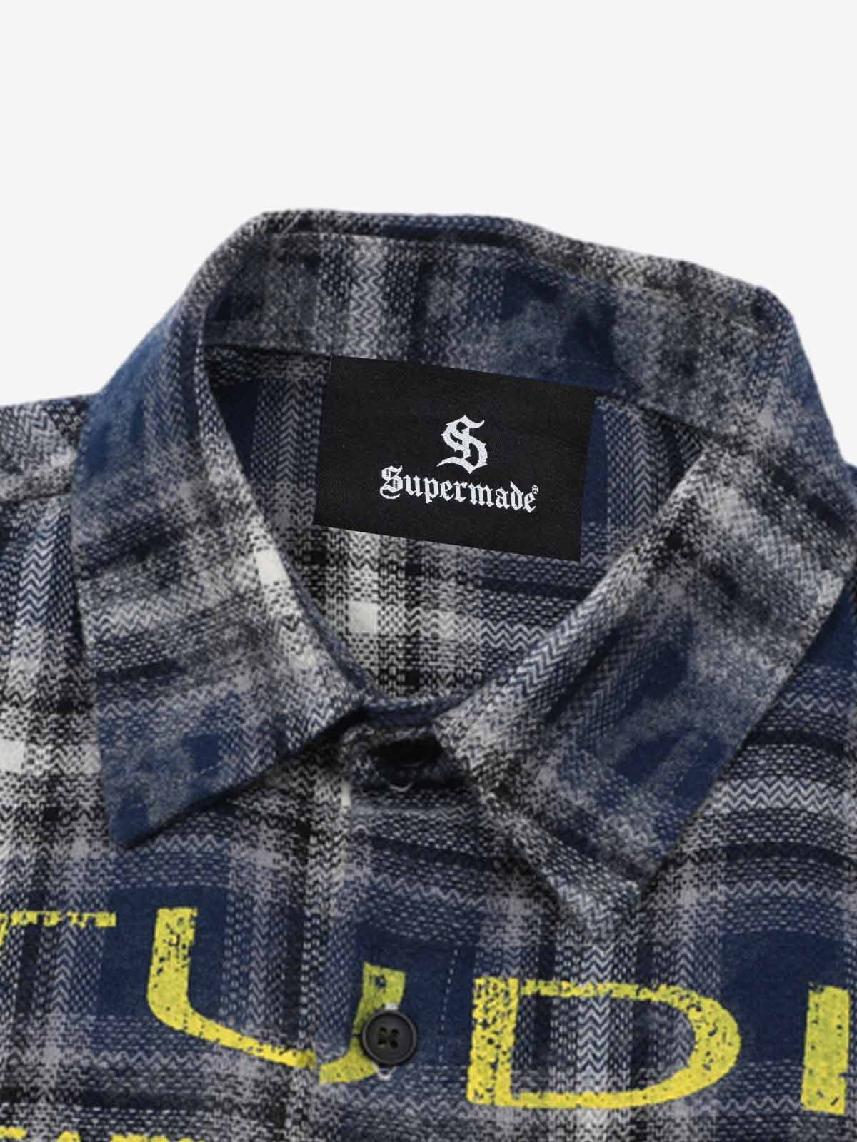 Yellow Plaid Letter Print Shirt