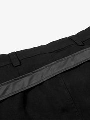 Vintage Heavy Pleated PU Leather Stitch Patchwork Flared Pants