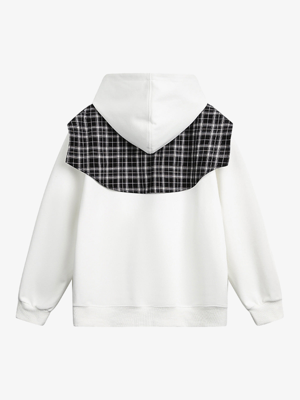 Fake Two-Piece Plaid Shirt Scarf Design Hoodie