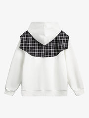 Fake Two-Piece Plaid Shirt Scarf Design Hoodie