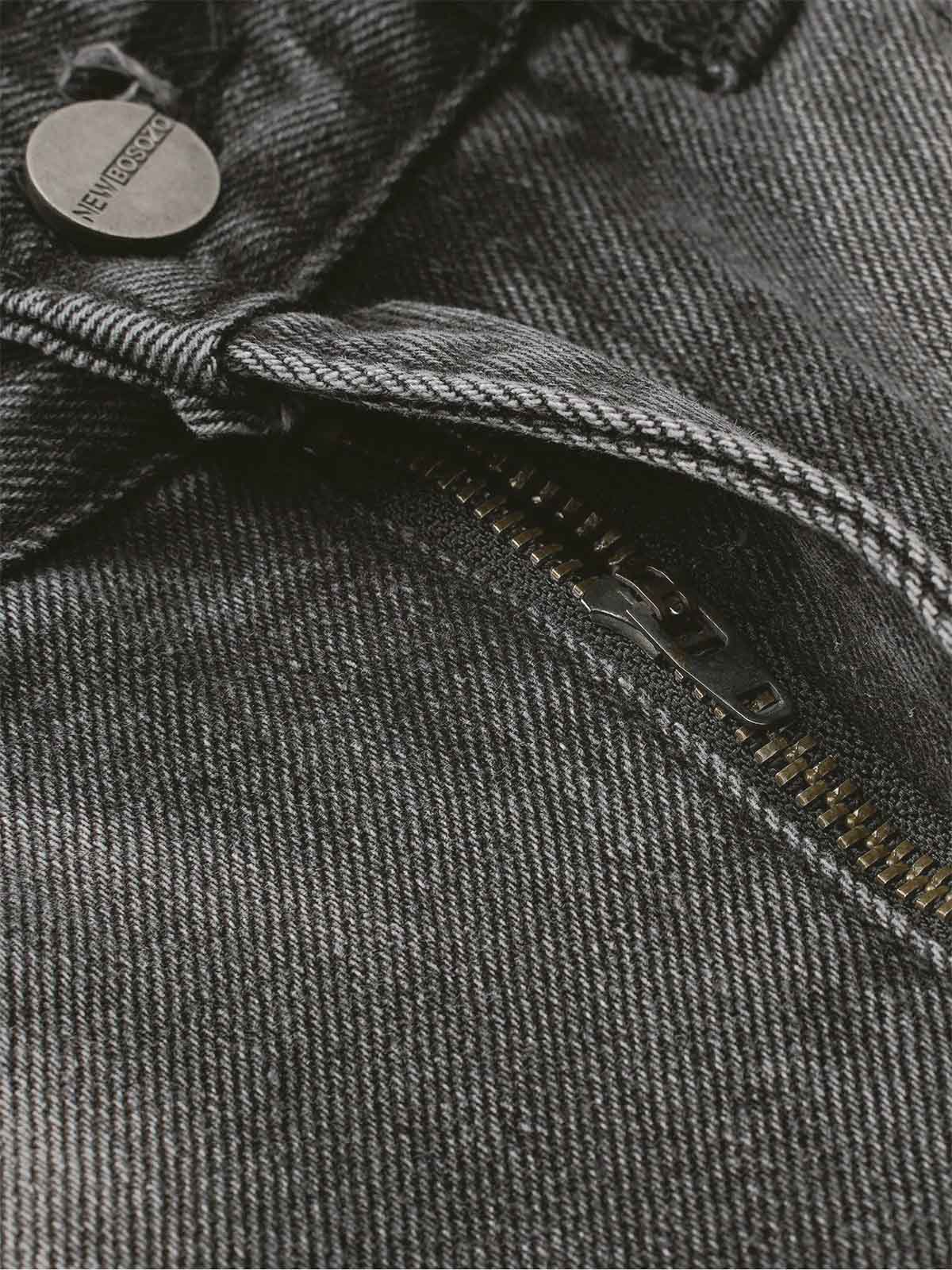 Washed Distressed Raw Edge Barrel Jeans