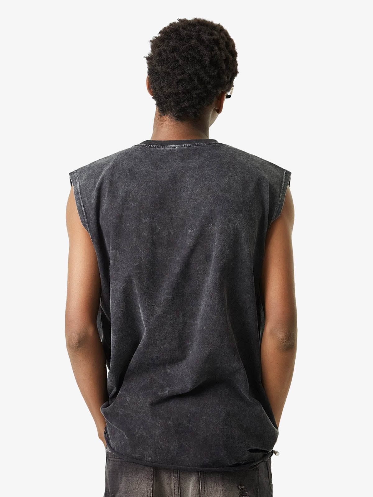 Vintage Metallic Phantom Letter Distressed Washed Vest