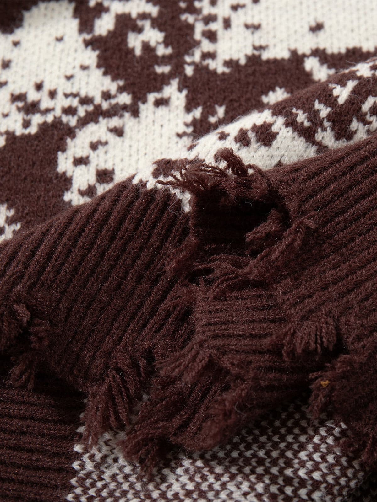 Dark Street Skull Frayed Hem Sweater