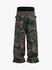 Three-Waist Splicing Camouflage Cargo Buckle Waist Design Overalls
