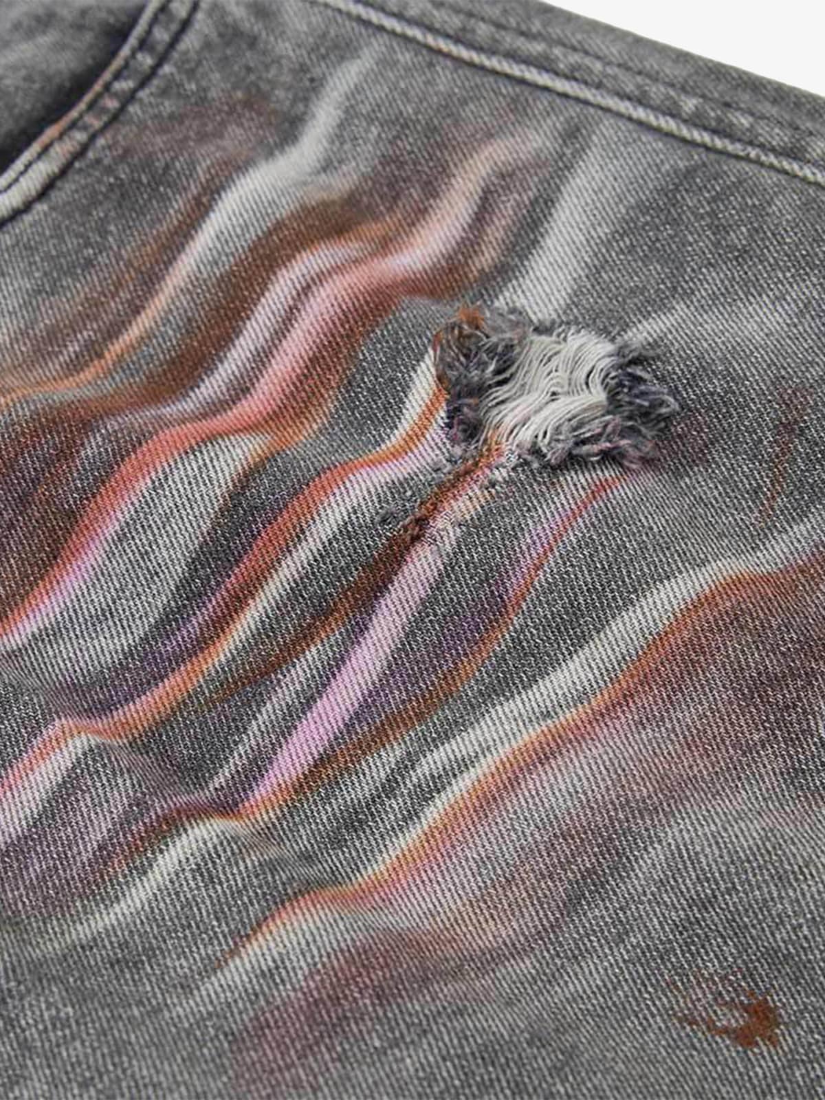 Wasteland Heavy Washed Distressed Tie-Dye Work Jeans