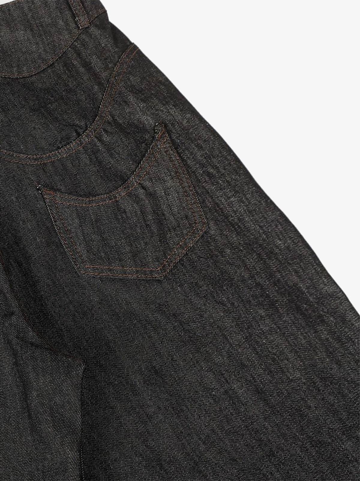 Denim Street Dark Snake Embroidery Baggy Jeans
