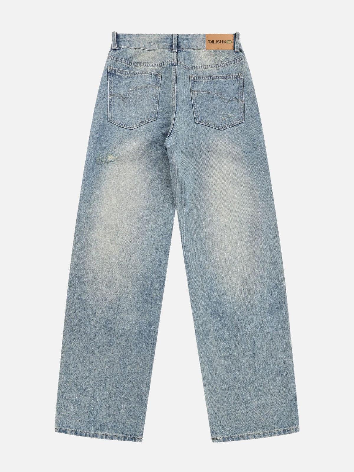 3D Zip Up Pocket Straight-Leg Jeans