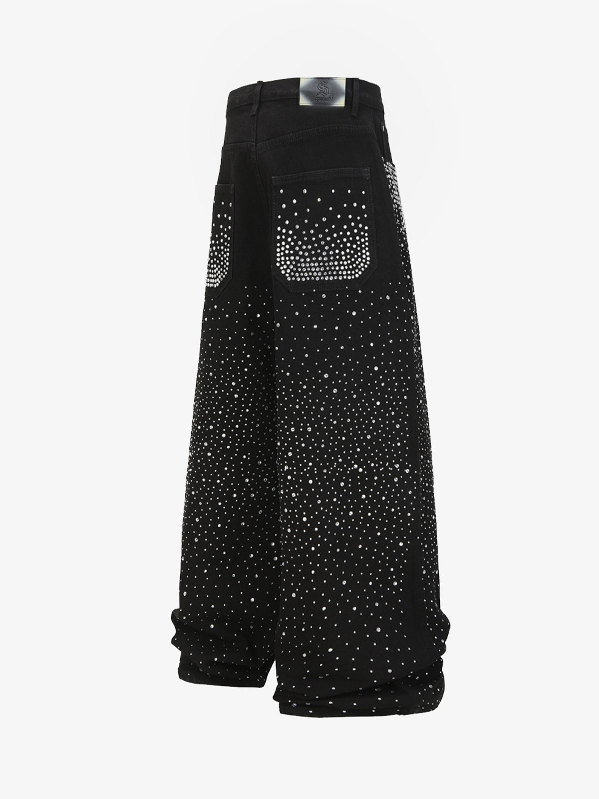 Retro Denim Full Rhinestone Design Baggy Jeans