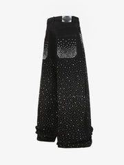 Retro Denim Full Rhinestone Design Baggy Jeans
