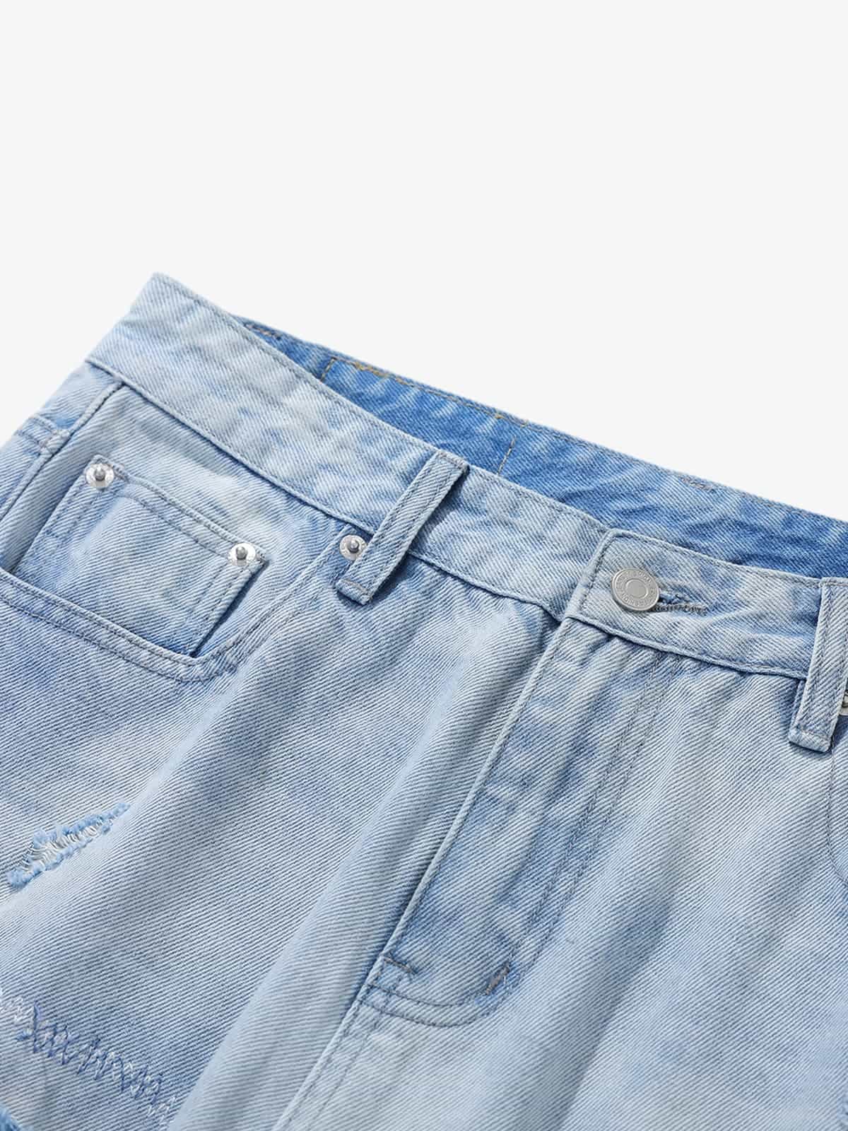 Vintage Washed Patch Ripped Baggy Jeans