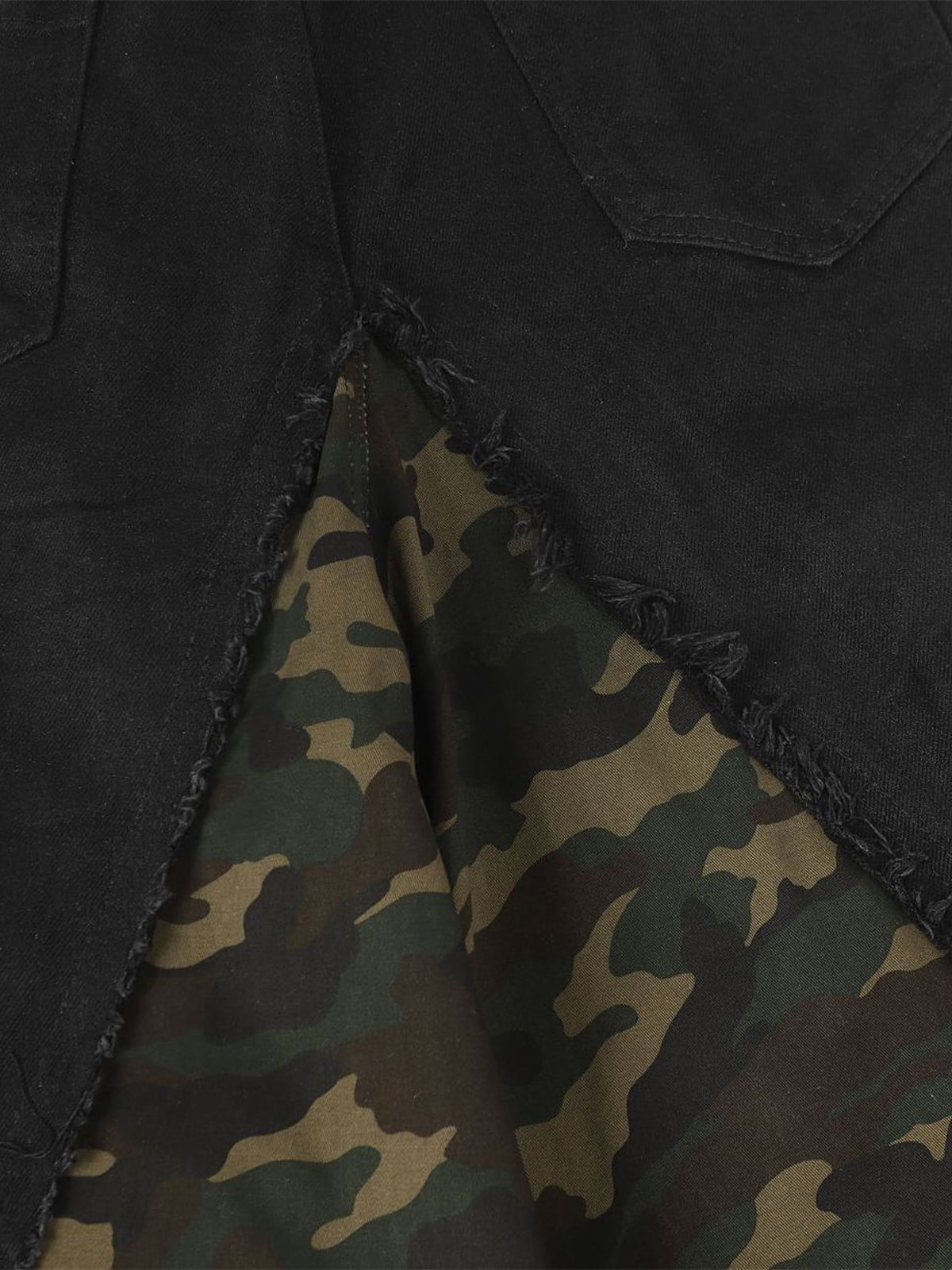 Retro Camouflage Faux Two-Piece Detachable Patchwork Pants