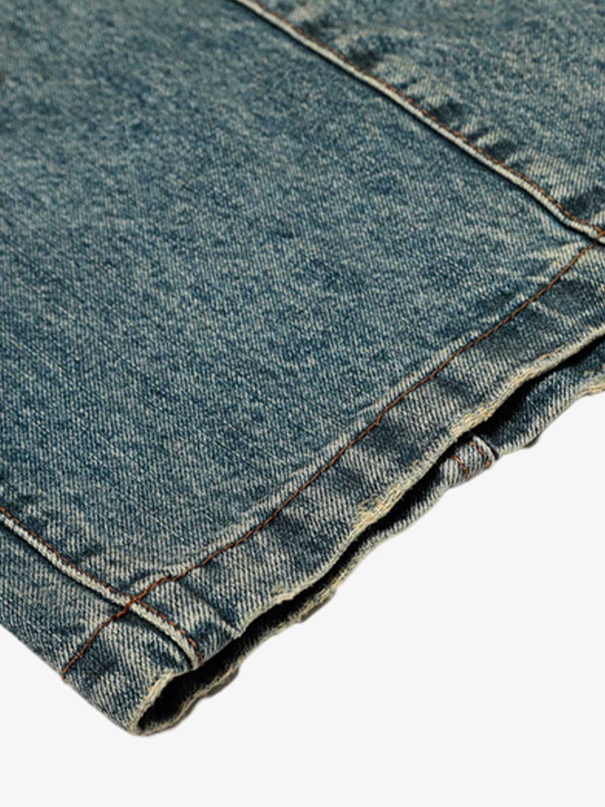 Vintage Mud-Dyed Distressed Barrel Jeans