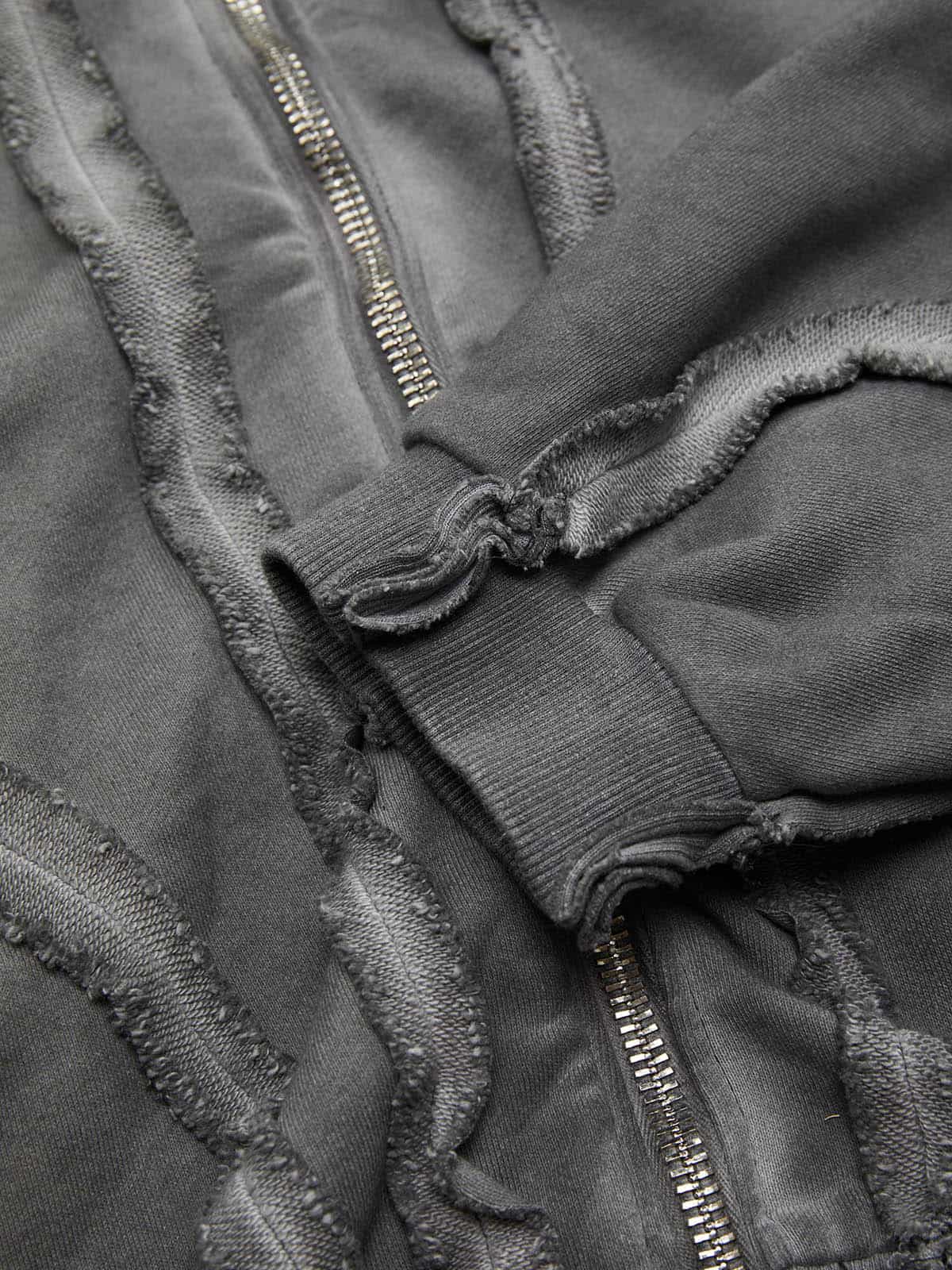 Heavy Washed Distressed Full Zip Hoodie
