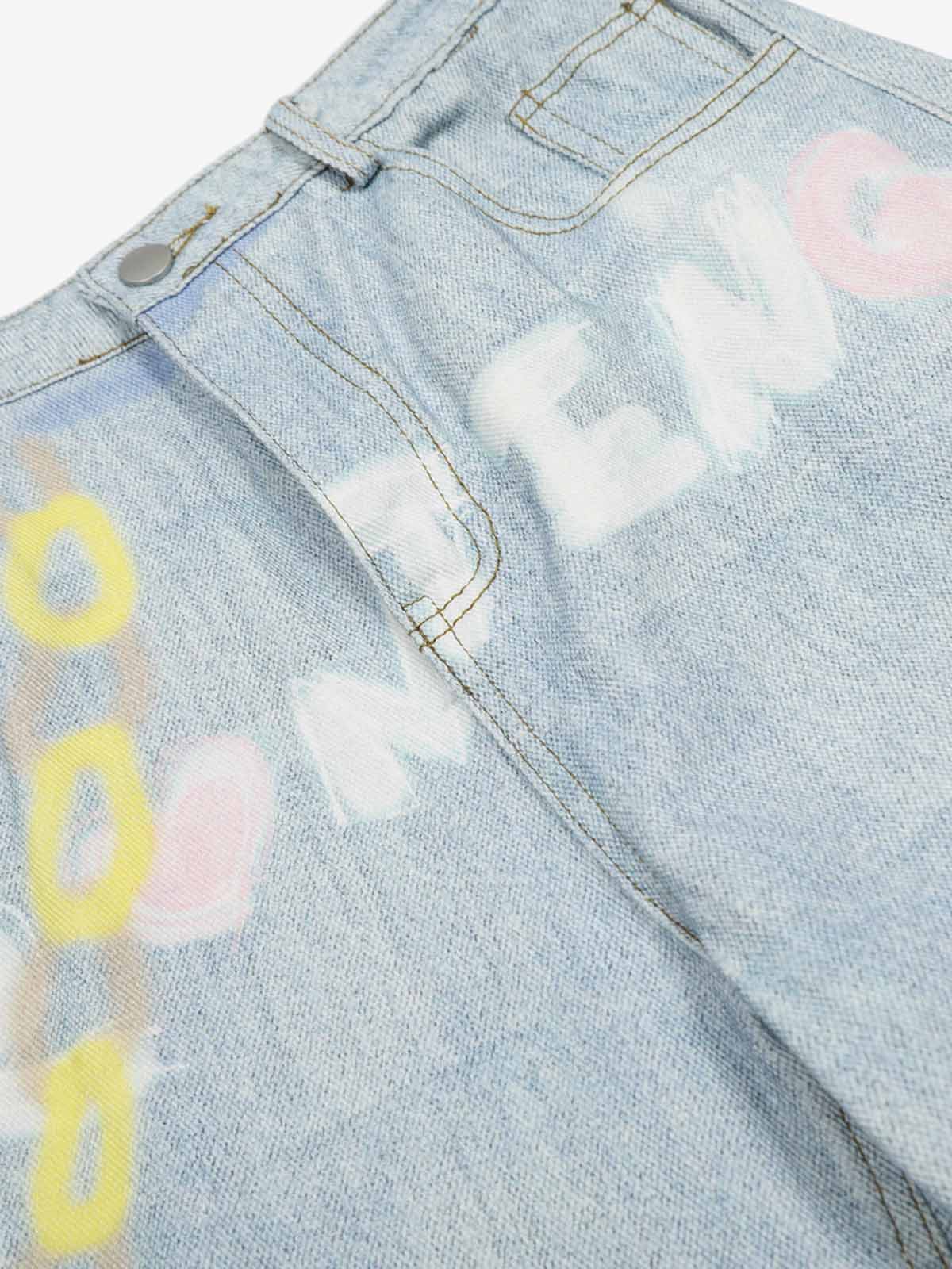 Retro Spray Graffiti Fun Straight Jeans