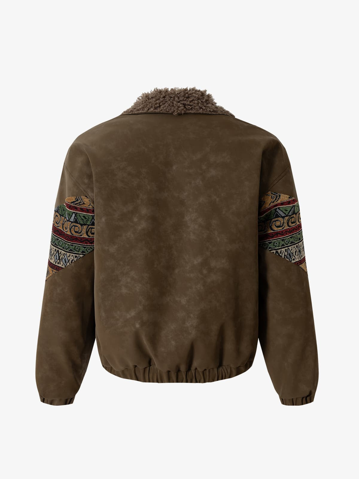Vintage Leather and Sherpa Patchwork Webbing Cotton Jacket