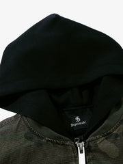 Retro Camouflage Faux Two-Piece Bomber Jacket